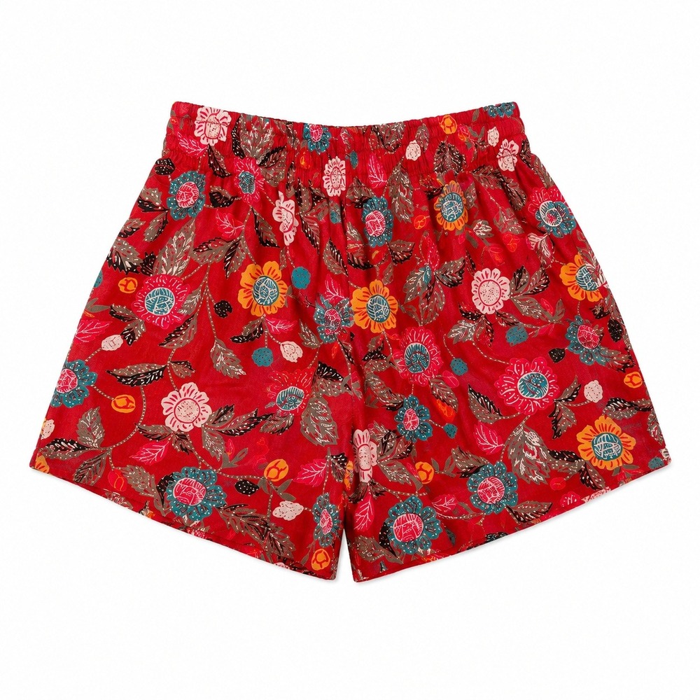 Carole Little Sport Vintage 100% Silk Red Floral fairy Womens Size 6 whimsy